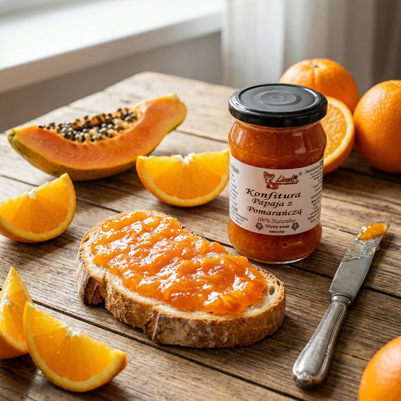 Konfitura naturalna papaja z pomarańczą 370g. Pyszna w każdej postaci