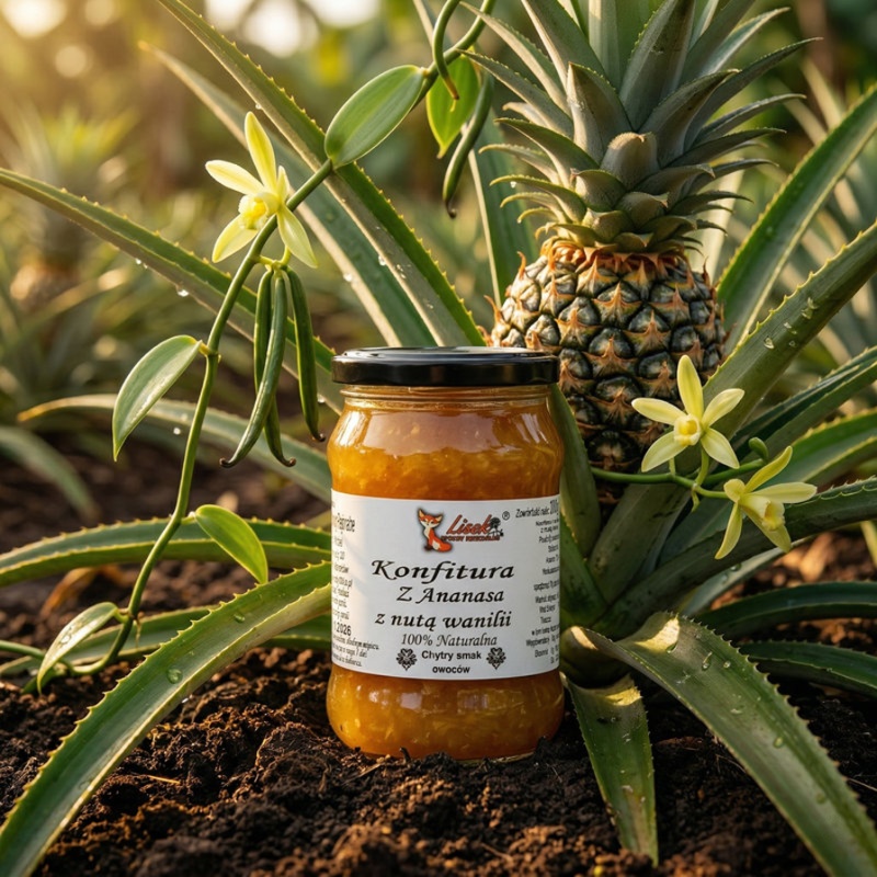 Konfitura z ananasa z nutą wanilii. Naturalna bez konserwantów 370g