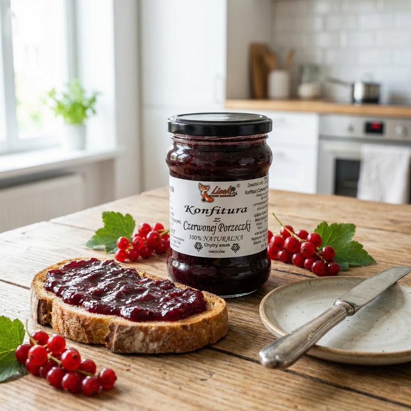 Konfitura naturalna z czerwonej porzeczki 370g. Pyszna w każdej postaci