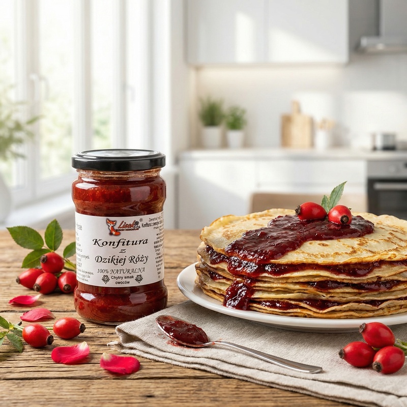 Konfitura naturalna z owoców dzikiej róży 370g. Pyszna w każdej postaci