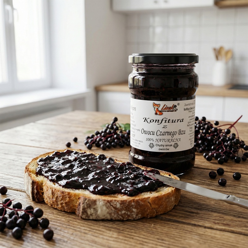 Konfitura naturalna z czarnego bzu 370g. Pyszna w każdej postaci