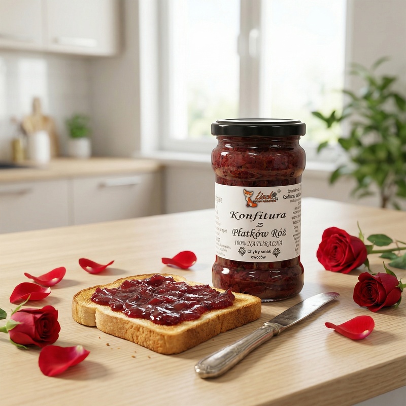 Konfitura naturalna z płatków róż 370g. Pyszna w każdej postaci