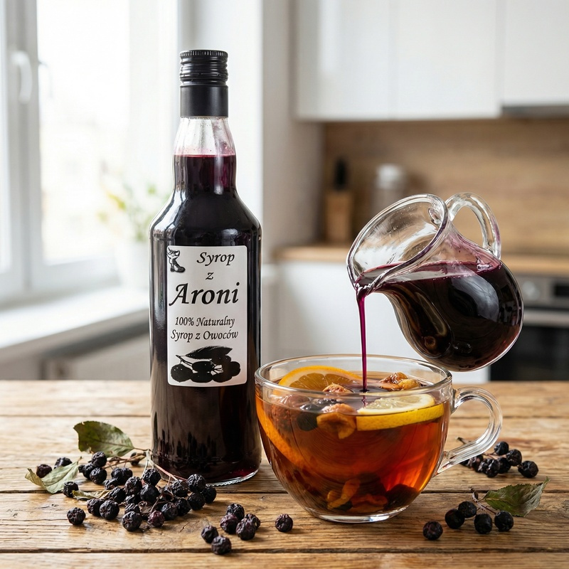 Syrop z Aronii naturalny 500ml na stole