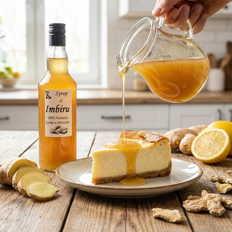 Syrop z Imbiru z Cytryną naturalny 500ml na stole