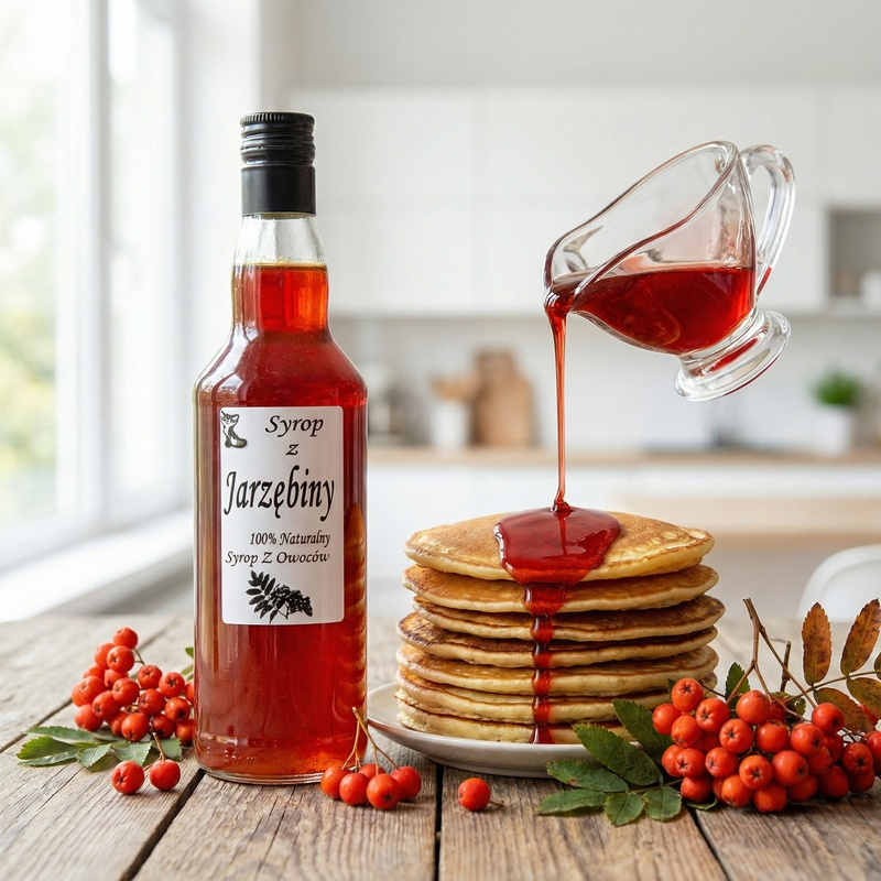 Syrop z Jarzębiny naturalny 500ml na stole
