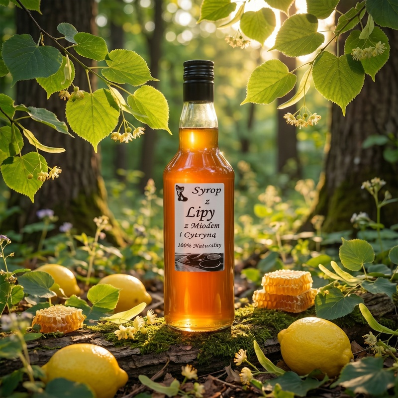 Syrop z Lipy z miodem i cytryną w naturalnym otoczeniu