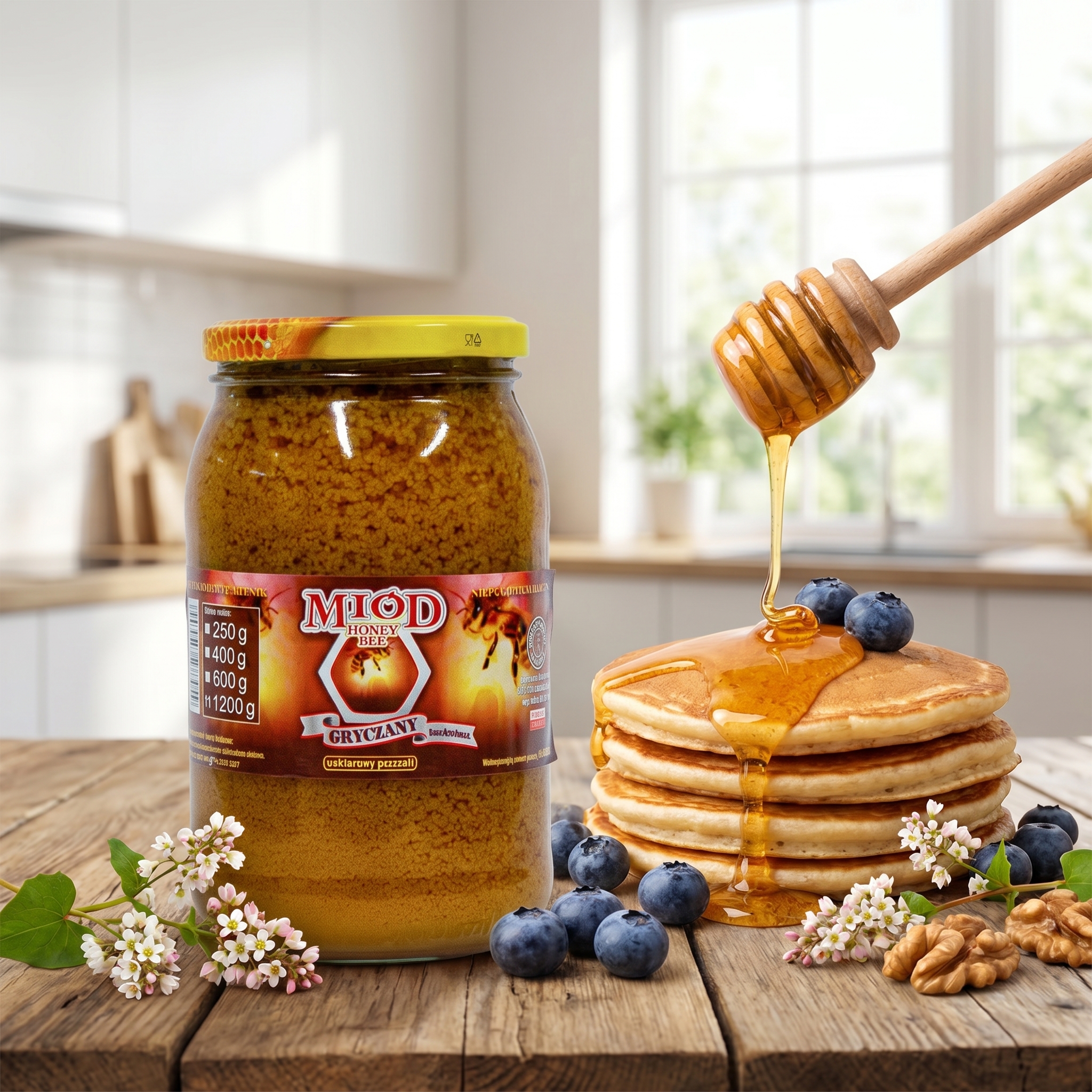 miód gryczany jasny 1200g śniadanie