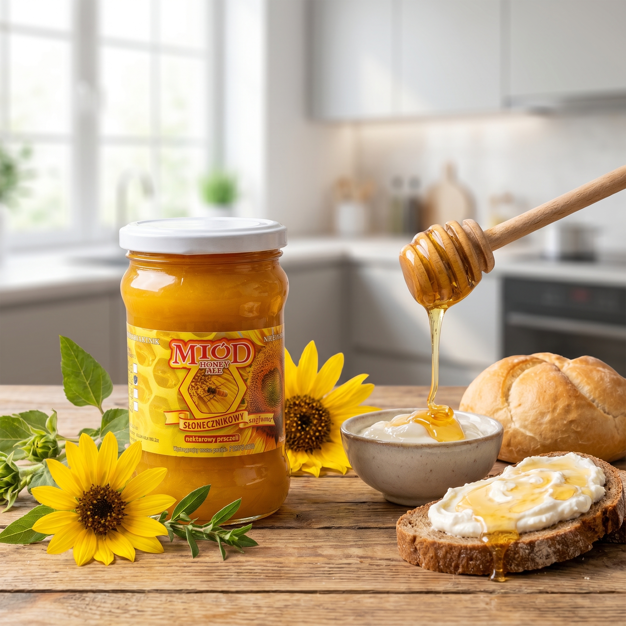 miód slonecznikowy 400g śniadanie